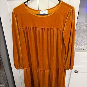 Old Navy Velvet Tiered Dress - Golden Mustard